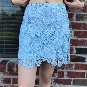 blue lace skirt